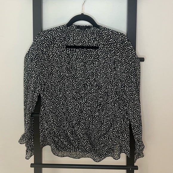 All Saints Penny Splash v-neck long sleeve polka dot draped sheer top L - Picture 4 of 7